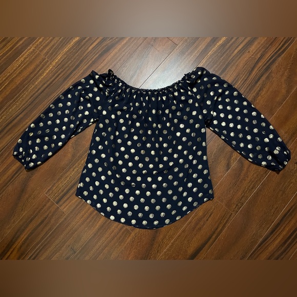Joseph Ribkoff women’s 6 blouse, polka dot ruffle top, midnight blue and gold - Picture 11 of 11